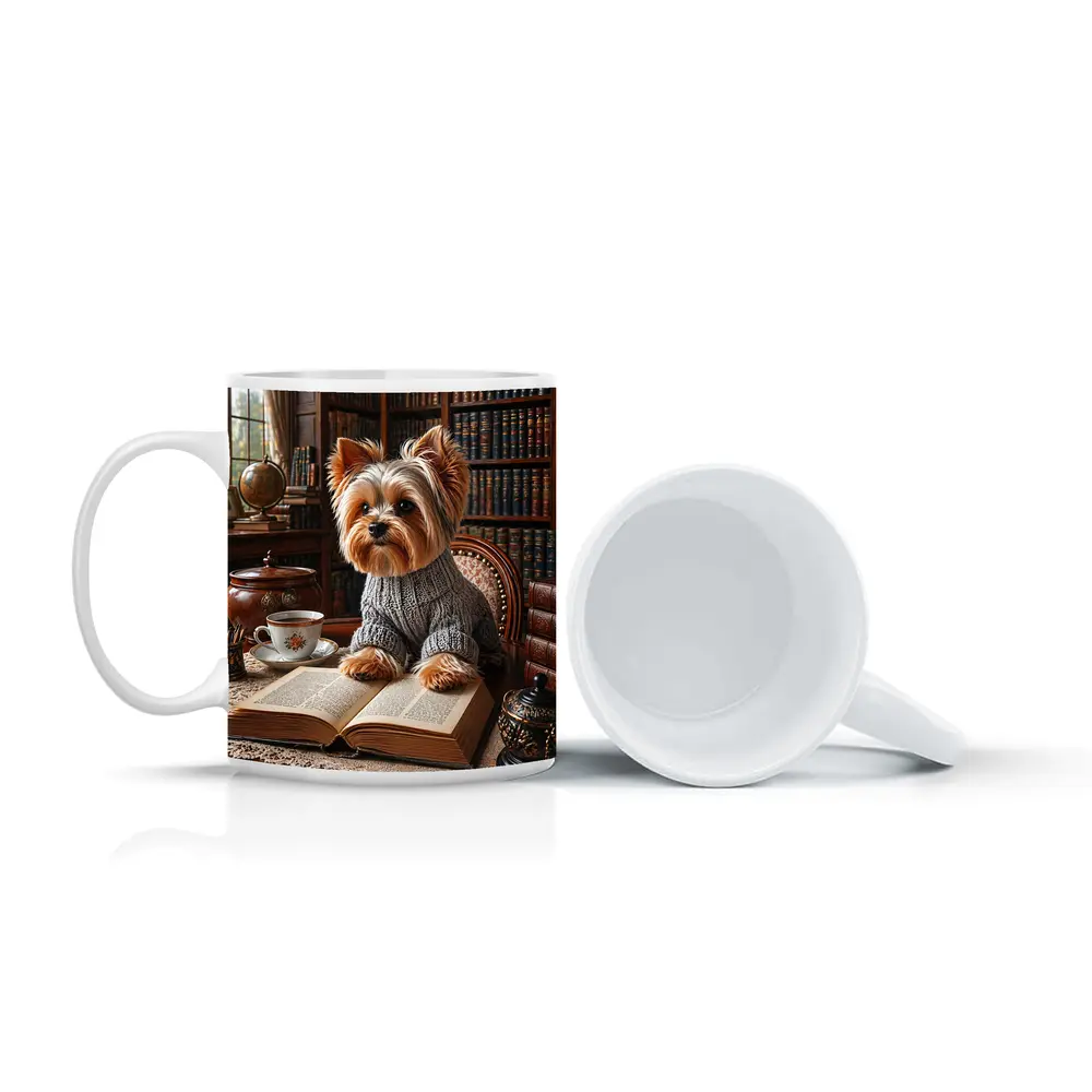 Yorkshire Terrier Reading Book Cozy Library – Mugs