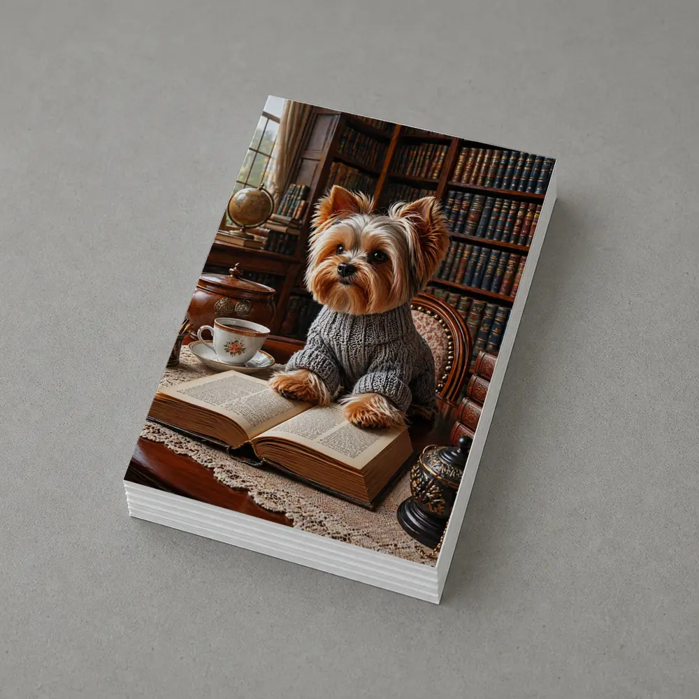 Yorkshire Terrier Reading Book Cozy Library – Postcards