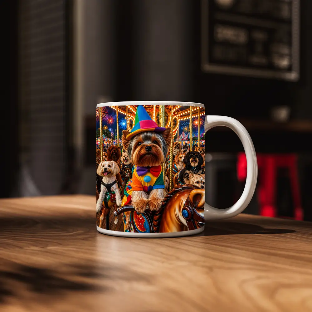 Yorkshire Terrier Clown Costume Carnival Carousel – Mugs
