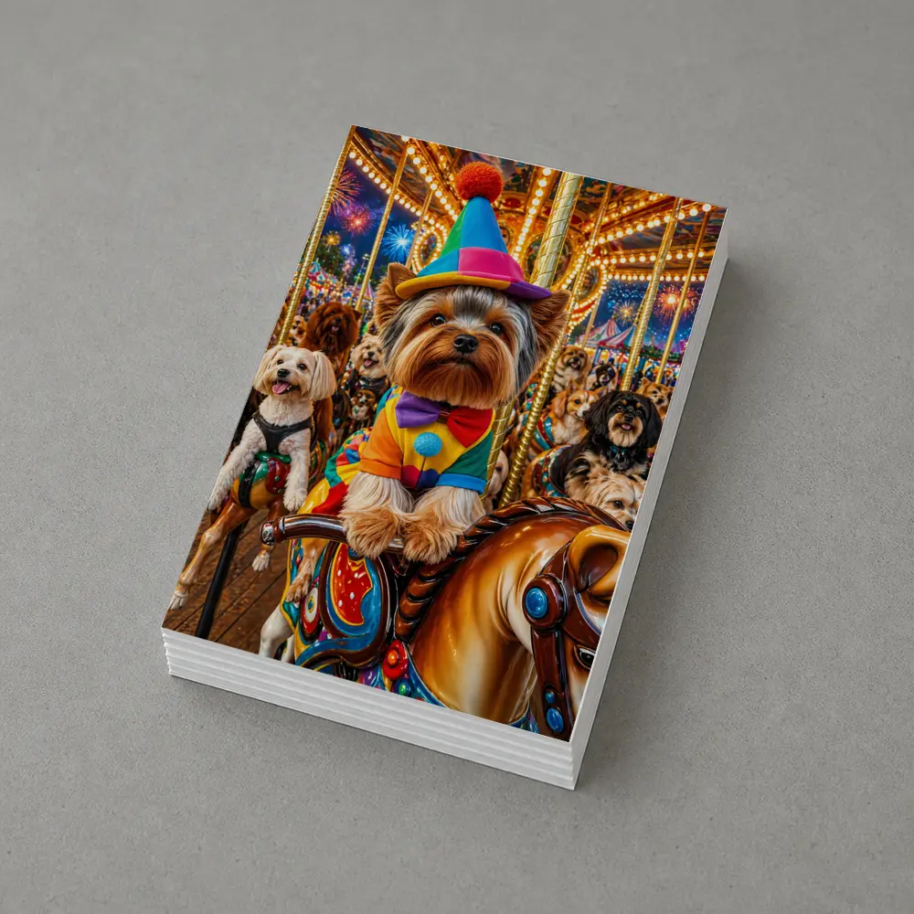 Yorkshire Terrier Clown Costume Carnival Carousel – Postcards