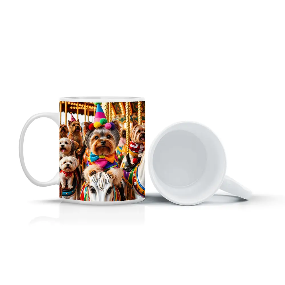 Yorkshire Terrier Clown Costume Carousel Carnival – Mugs
