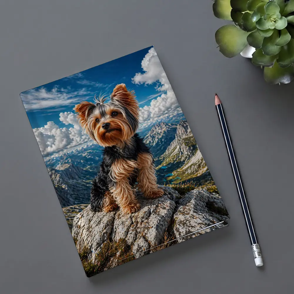 Yorkshire Terrier Standing on Mountain Summit – Notebooks
