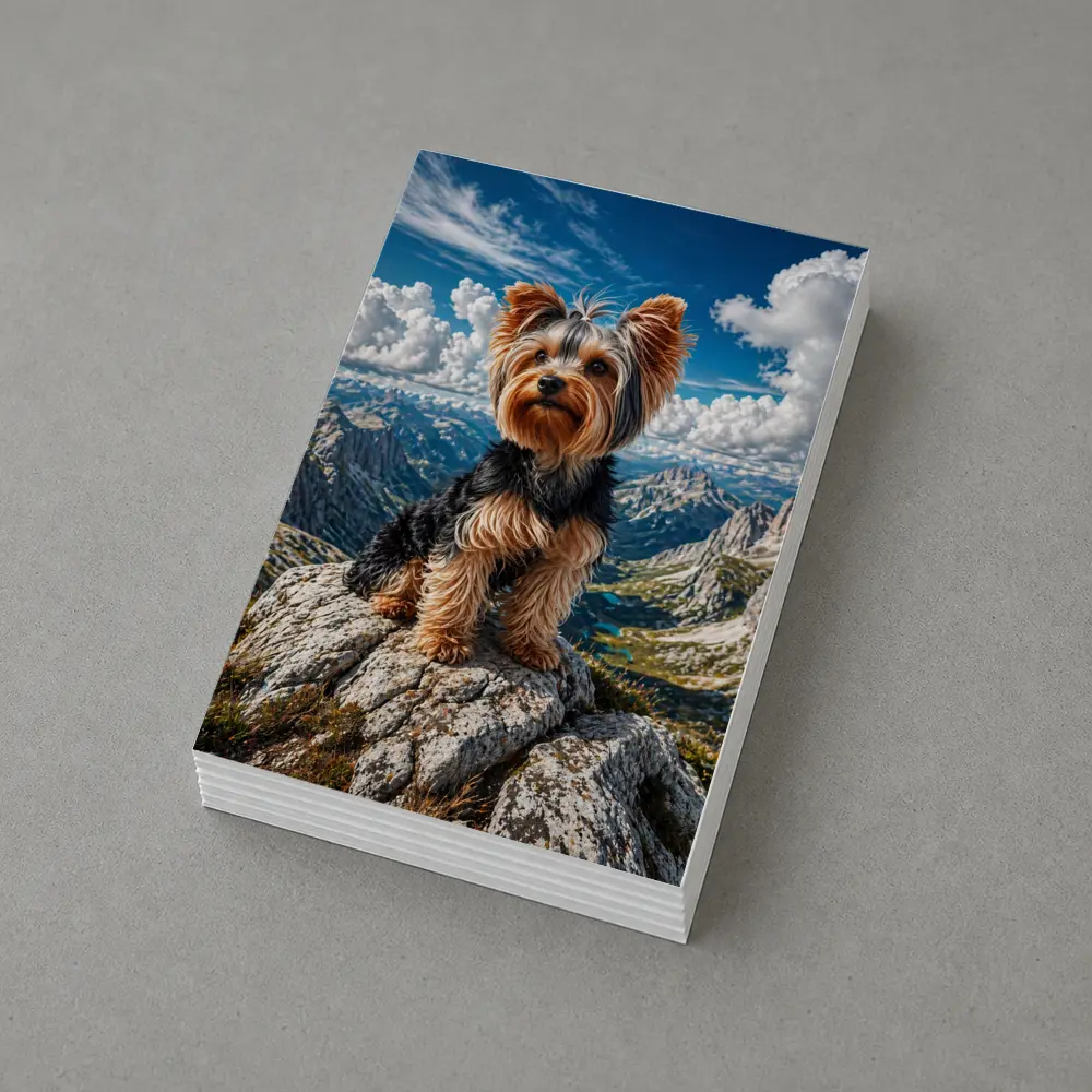 Yorkshire Terrier Standing on Mountain Summit – Postcards