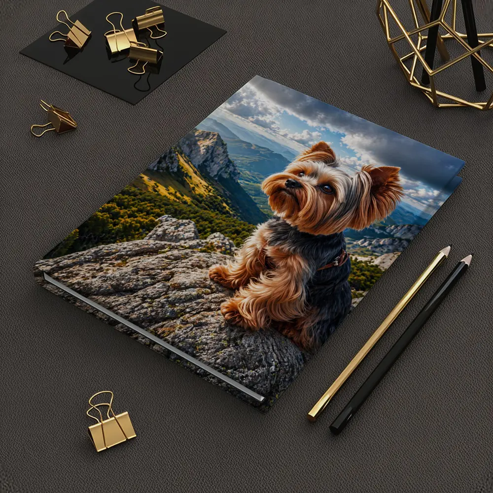 Yorkshire Terrier Sitting on Mountain Rock – Notebooks