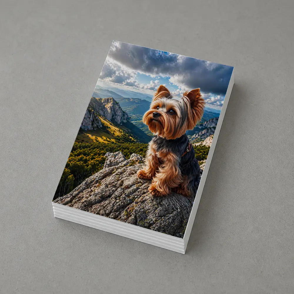 Yorkshire Terrier Sitting on Mountain Rock – Postcards