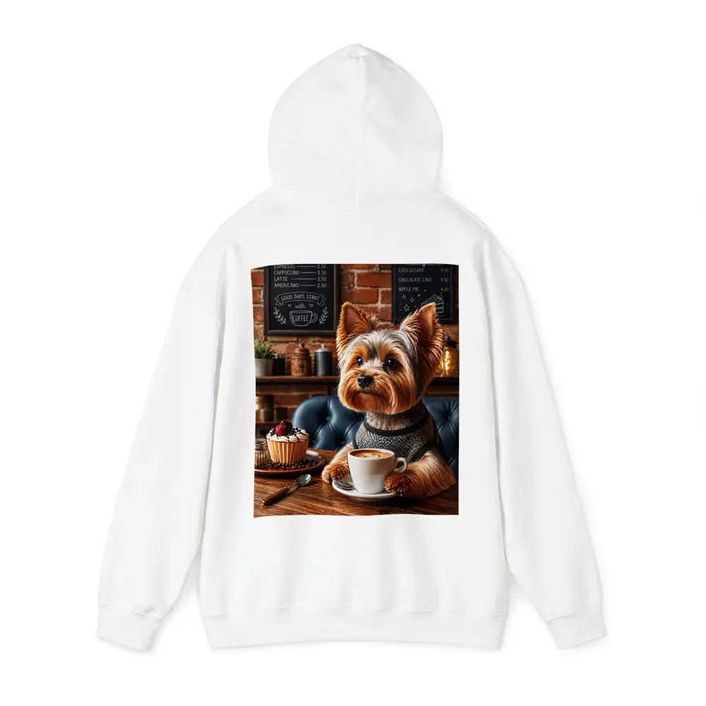Yorkshire Terrier Drinking Coffee In Cozy Cafe – Hoodies