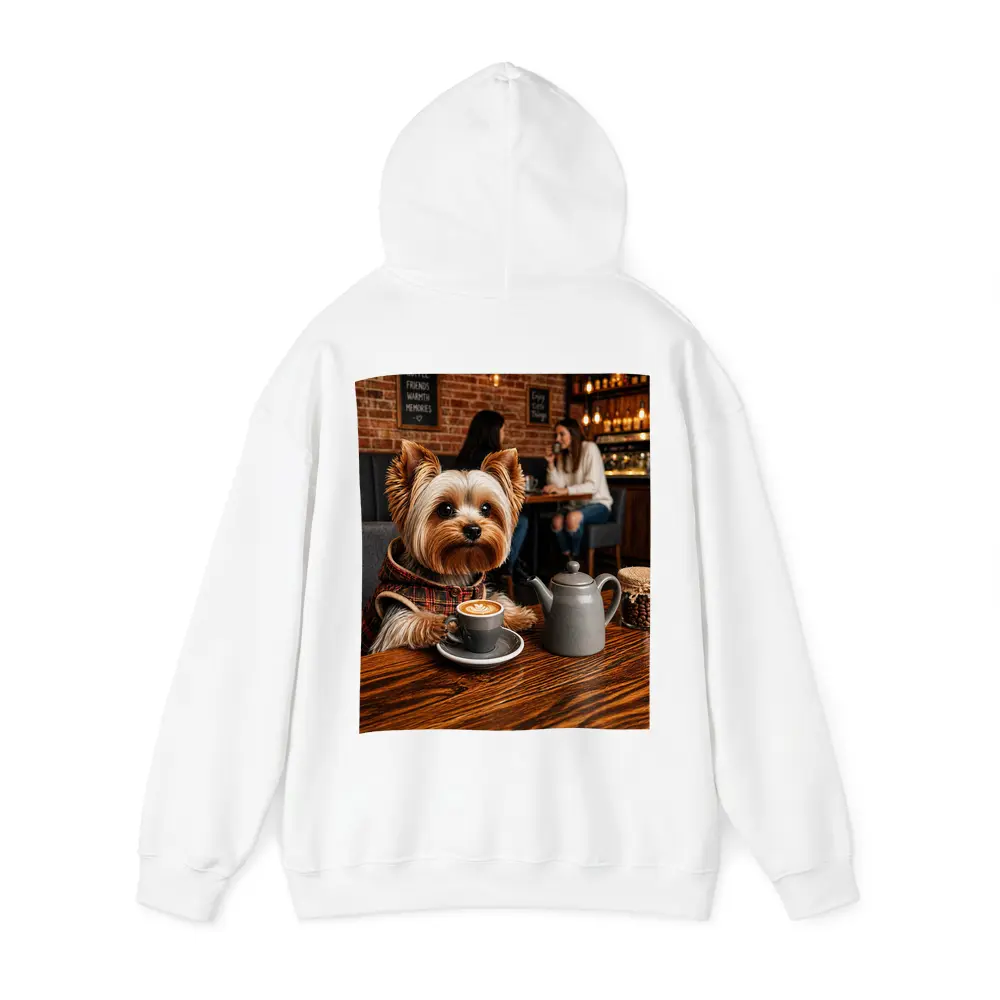 Yorkshire Terrier Enjoying Coffee in Cozy Cafe – Hoodies