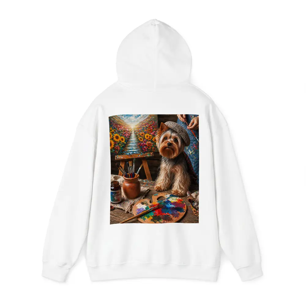 Yorkshire Terrier Artist Beret Colorful Painting Studio – Hoodies