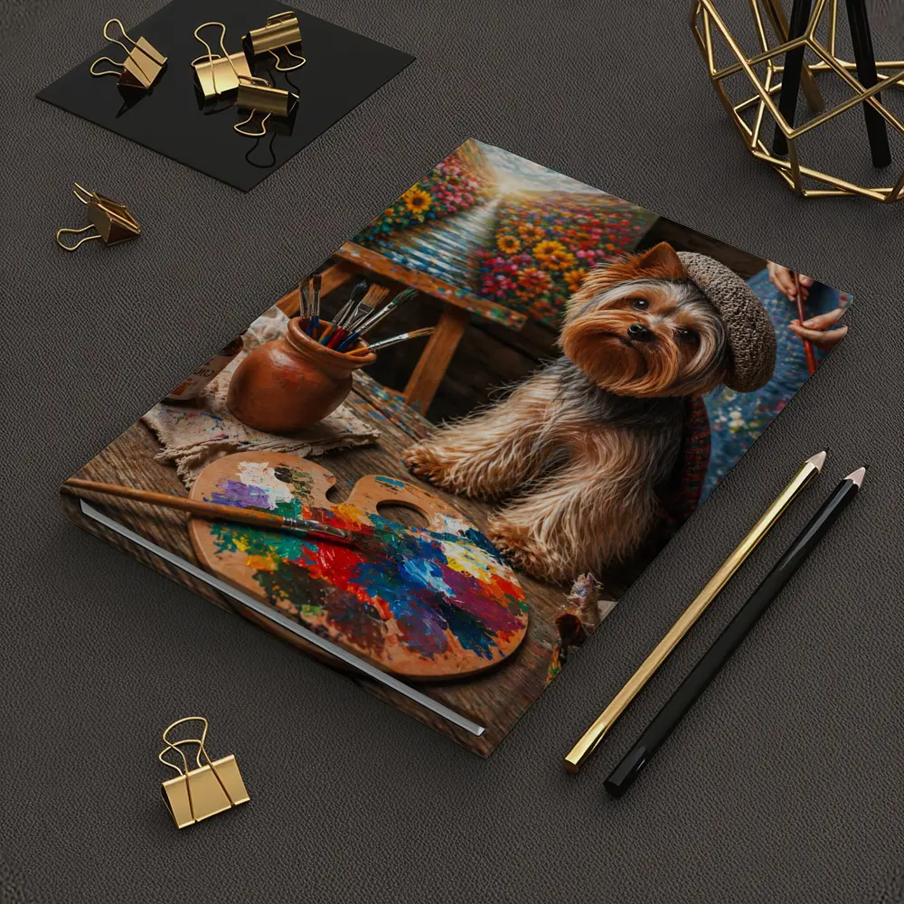Yorkshire Terrier Artist Beret Colorful Painting Studio – Notebooks