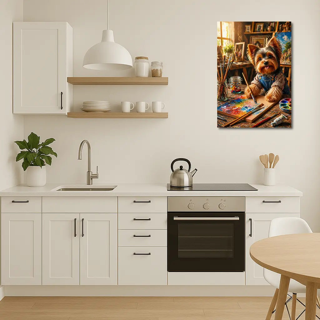 Yorkshire Terrier Painter in Colorful Art Studio – Wall Art