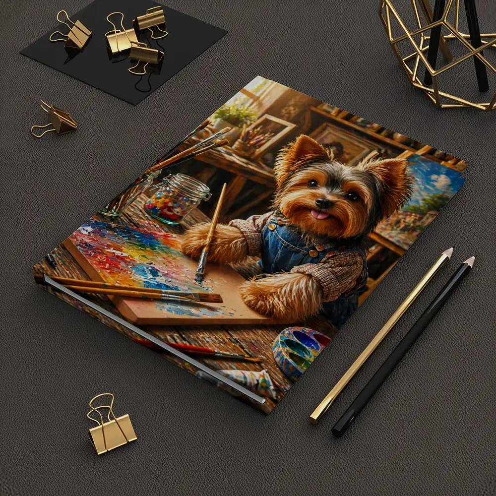 Yorkshire Terrier Painter in Colorful Art Studio – Notebooks