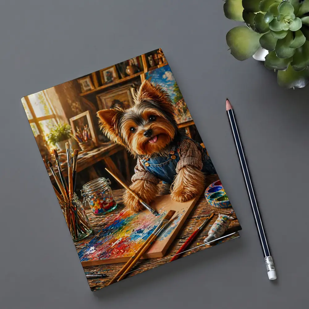 Yorkshire Terrier Painter in Colorful Art Studio – Notebooks