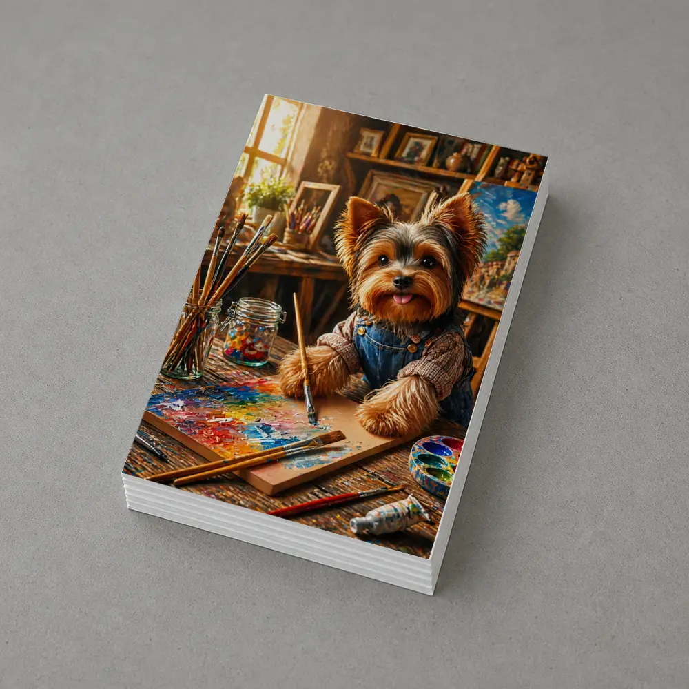 Yorkshire Terrier Painter in Colorful Art Studio – Postcards