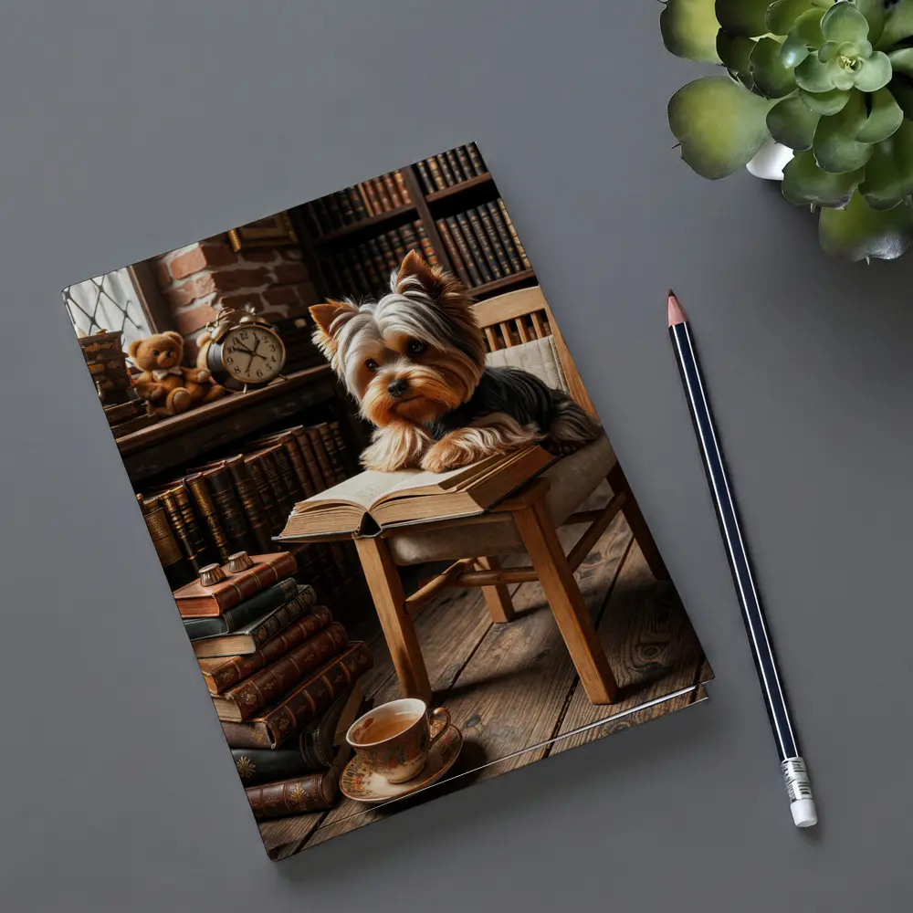 Yorkshire Terrier Reading Books Cozy Library – Notebooks