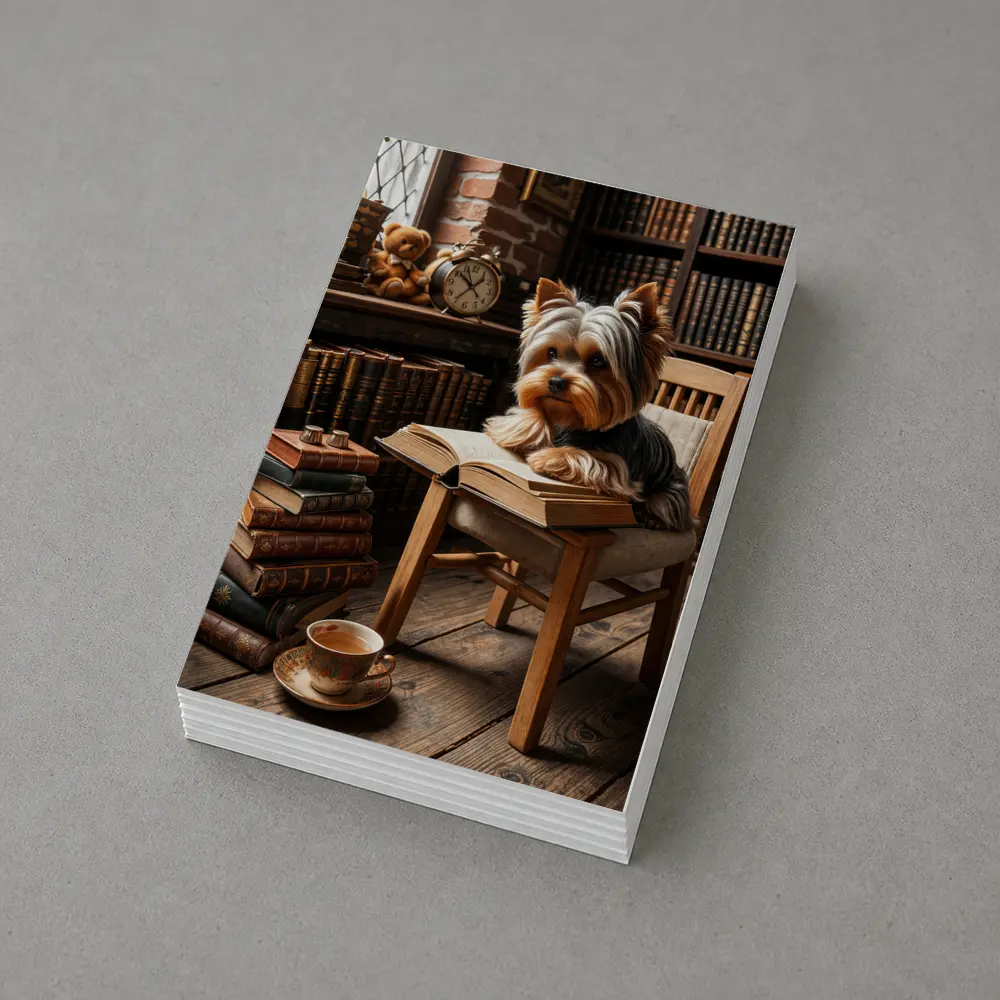 Yorkshire Terrier Reading Books Cozy Library – Postcards