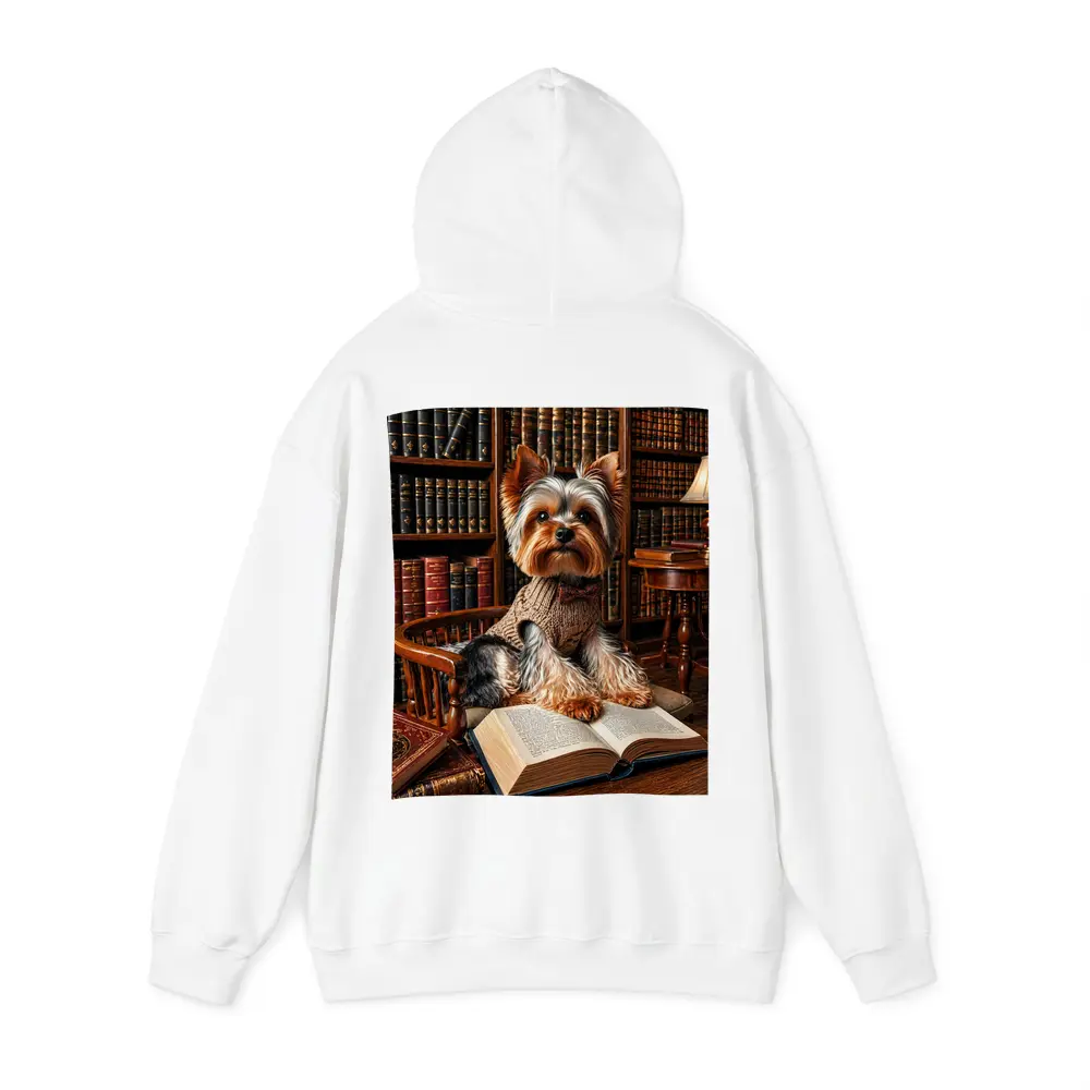 Yorkshire Terrier Reading Books in Library – Hoodies