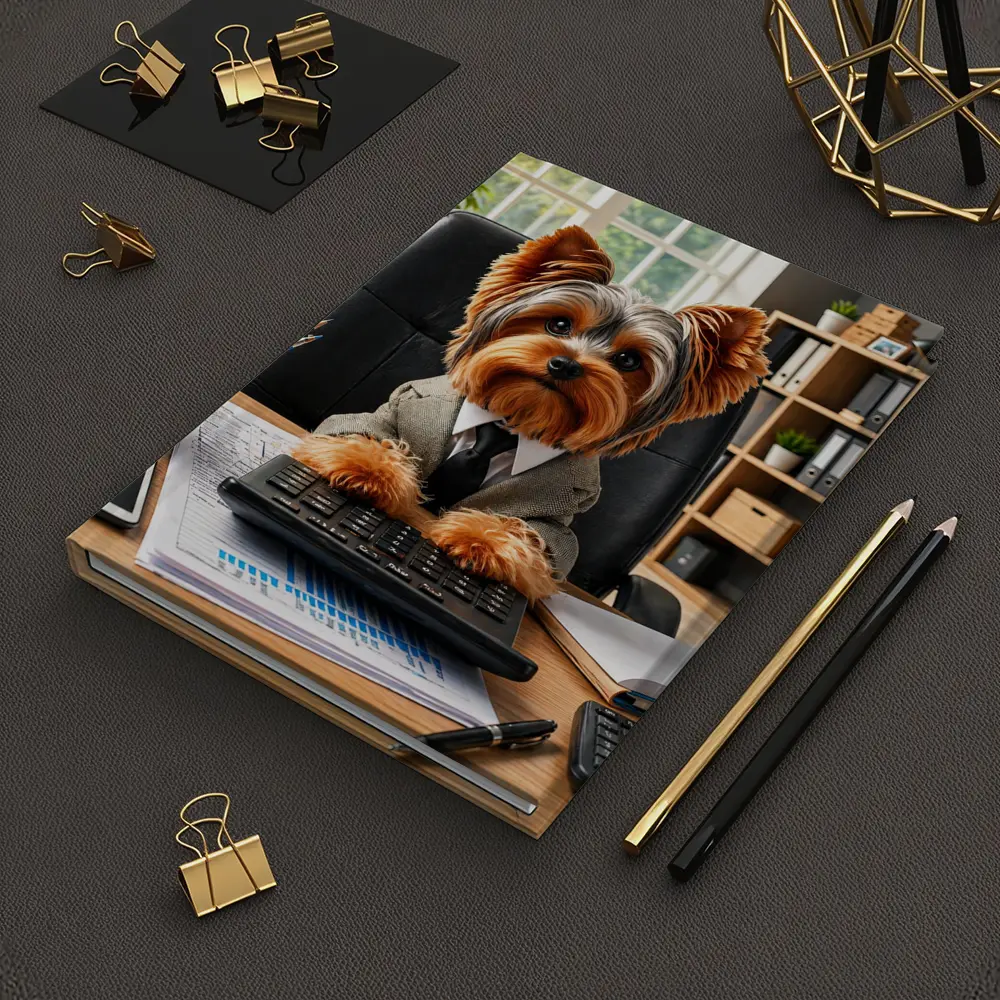 Yorkshire Terrier Business Dog Office Desk – Notebooks