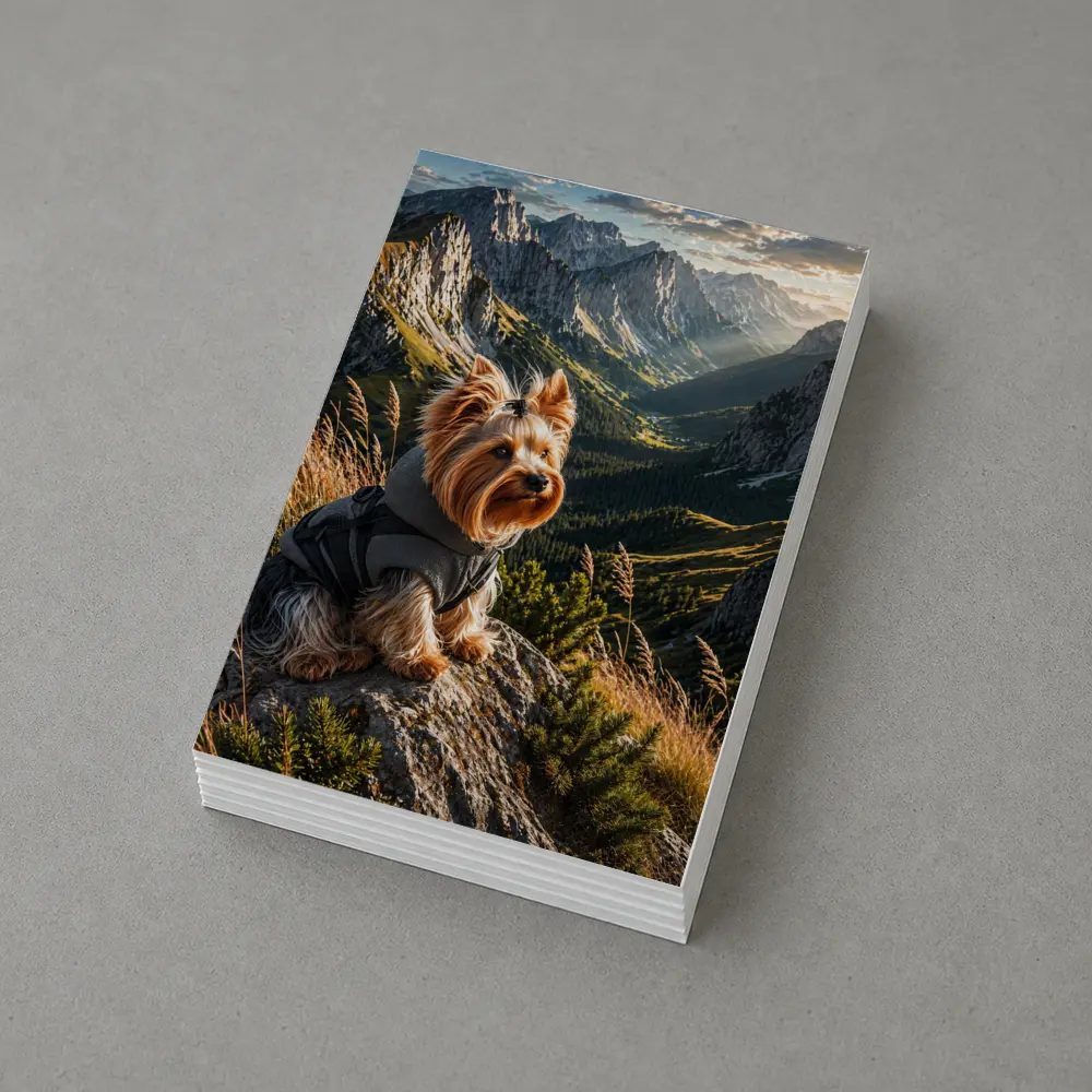 Yorkshire Terrier Sitting on Mountain Rocky Landscape – Postcards