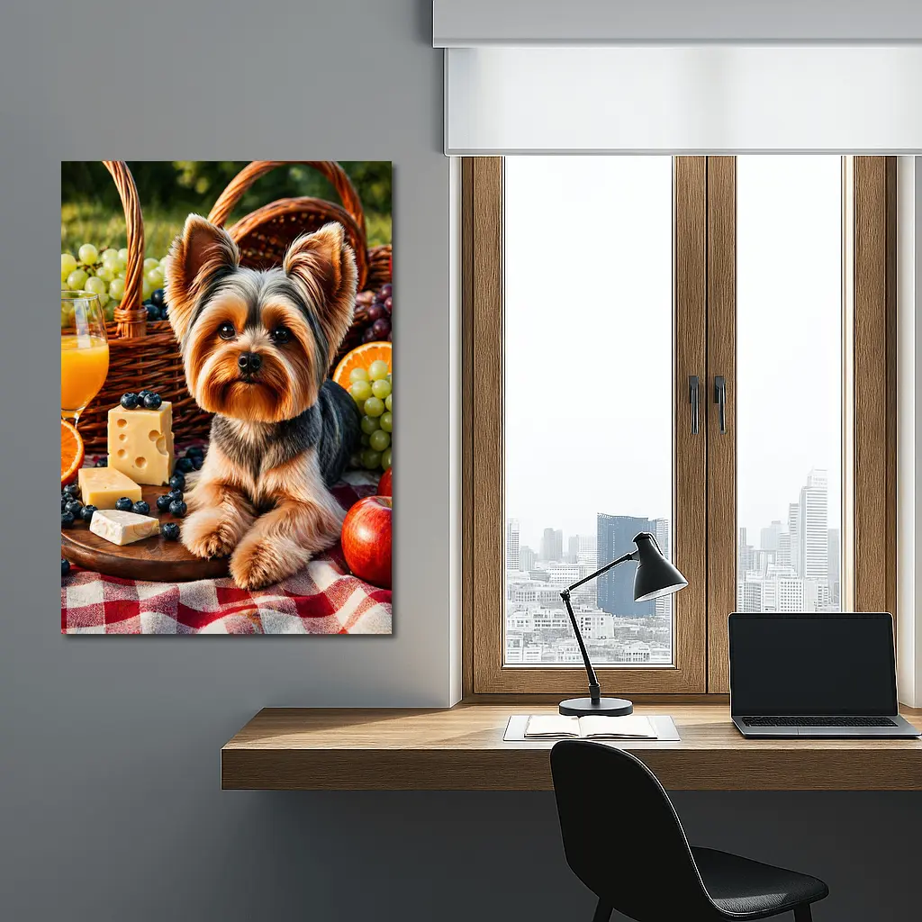 Yorkshire Terrier Picnic Cheese Fruits Basket – Wall Art