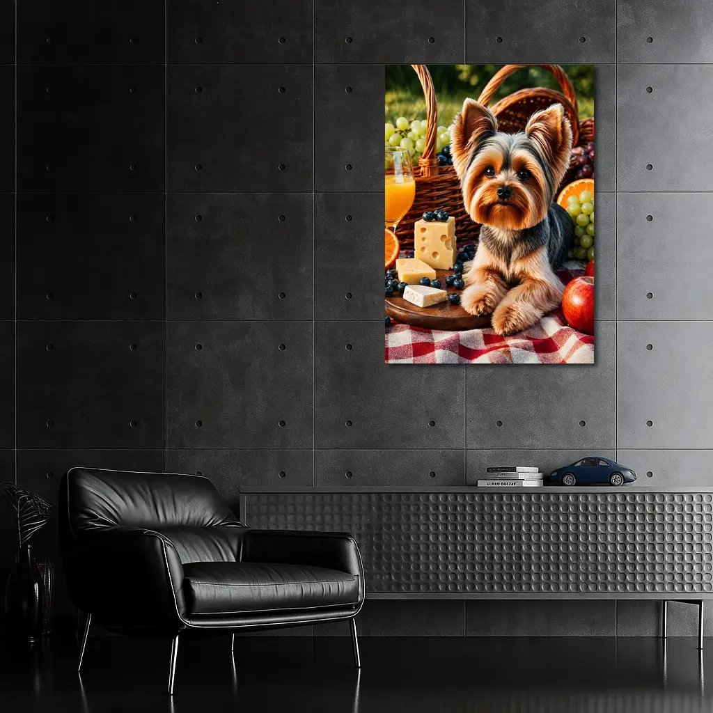 Yorkshire Terrier Picnic Cheese Fruits Basket – Wall Art