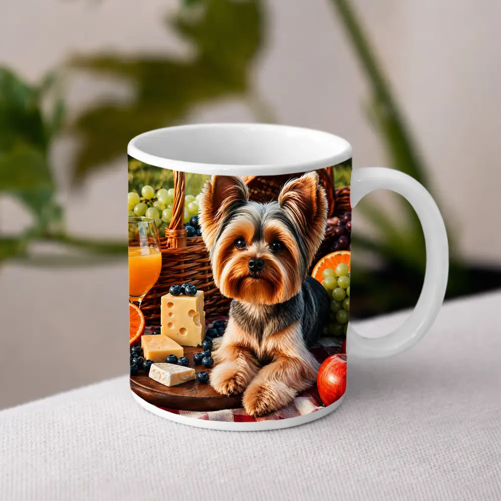 Yorkshire Terrier Picnic Cheese Fruits Basket – Mugs