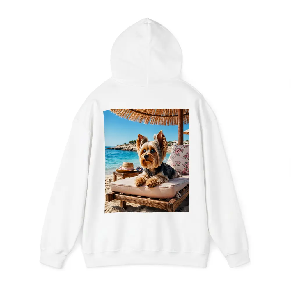 Yorkshire Terrier Relaxing on Beach Lounger – Hoodies