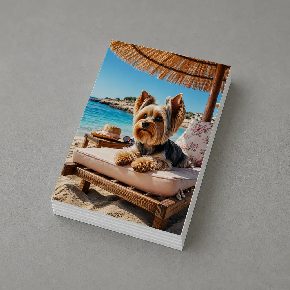 Yorkshire Terrier Relaxing on Beach Lounger – Postcards