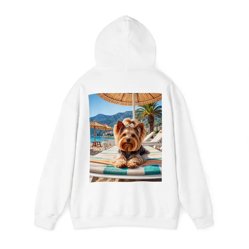 Yorkshire Terrier Relaxing on Summer Beach – Hoodies