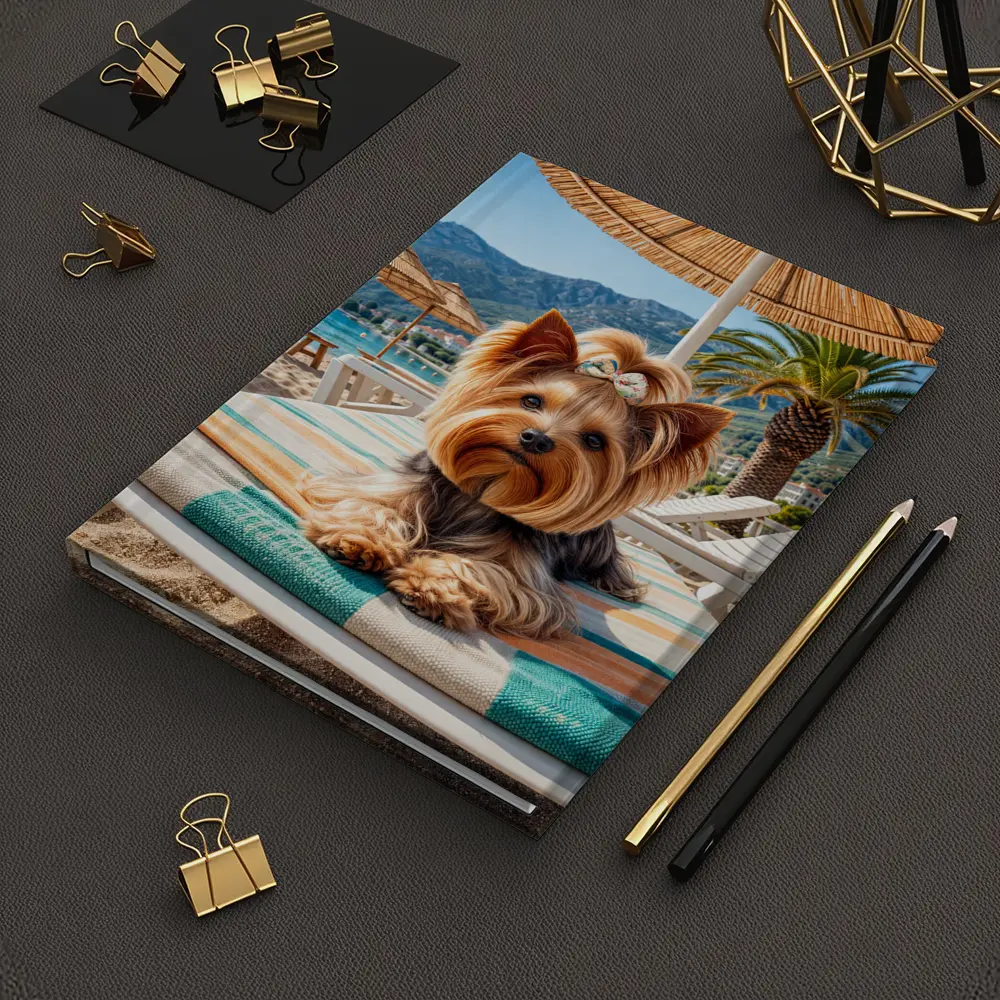 Yorkshire Terrier Relaxing on Summer Beach – Notebooks