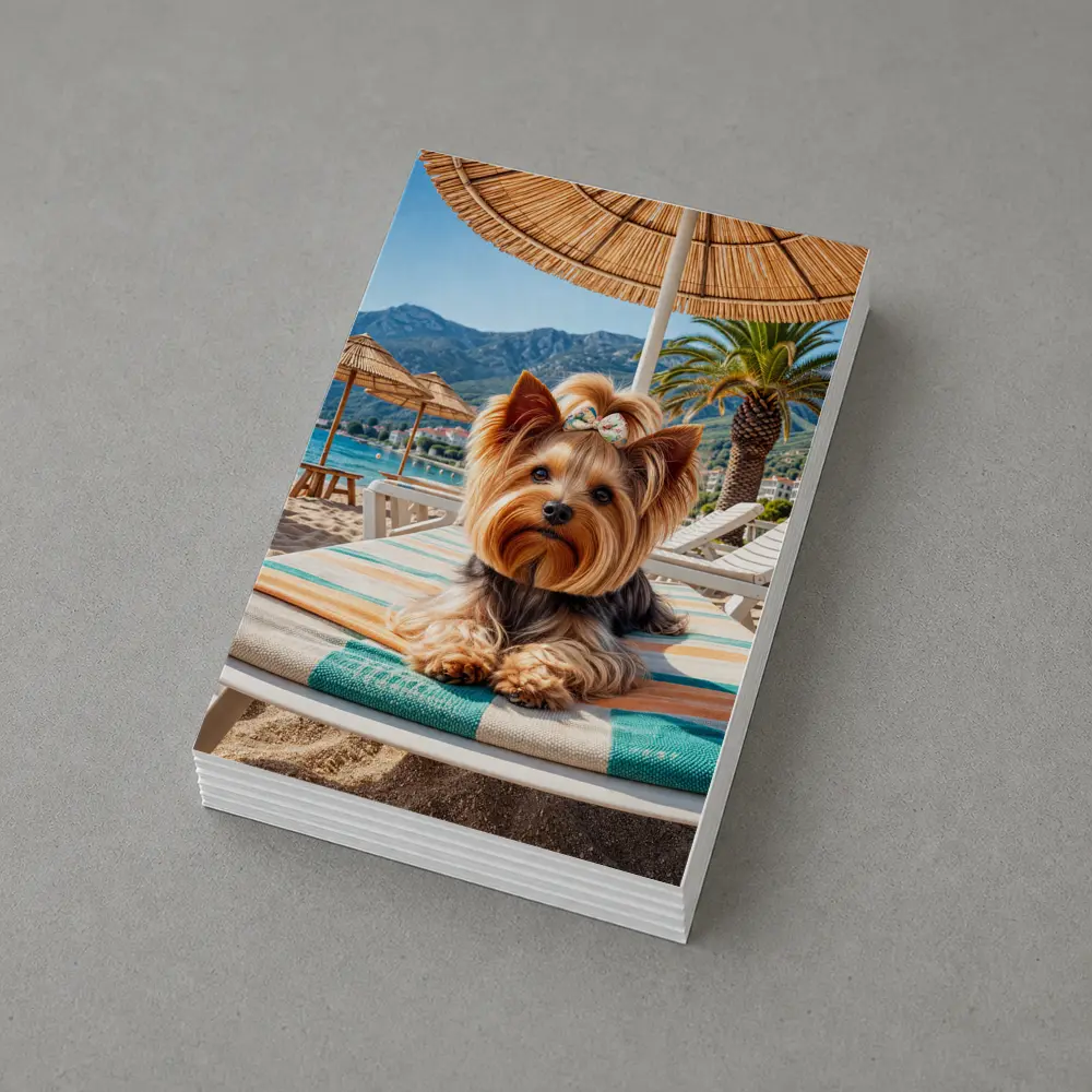 Yorkshire Terrier Relaxing on Summer Beach – Postcards