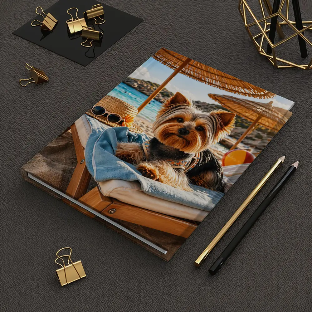 Yorkshire Terrier Relaxing on Summer Beach – Notebooks