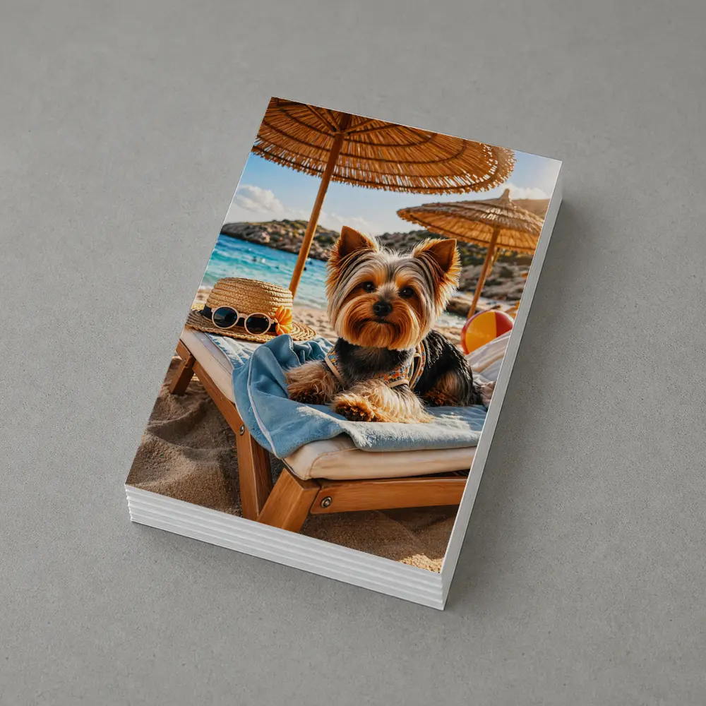 Yorkshire Terrier Relaxing on Summer Beach – Postcards