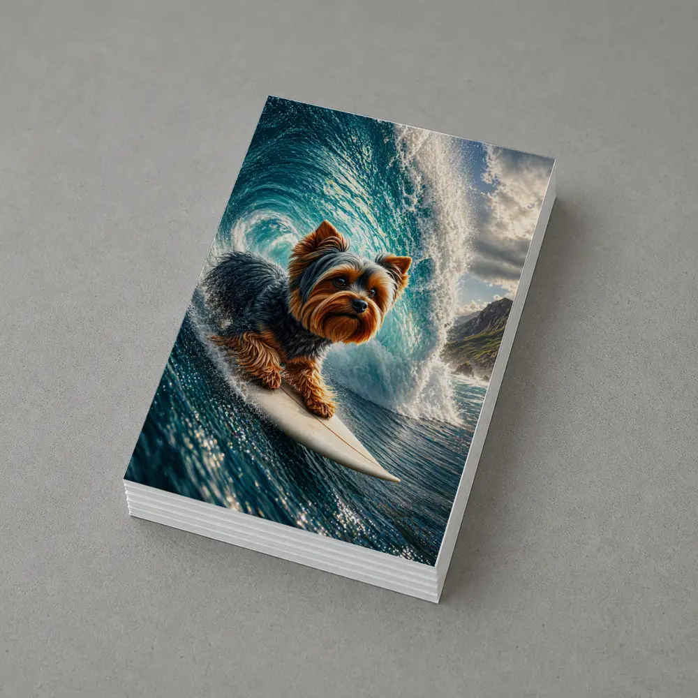 Yorkshire Terrier Surfing Giant Ocean Wave – Postcards