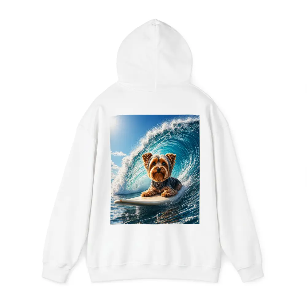 Yorkshire Terrier Surfing Giant Ocean Wave – Hoodies