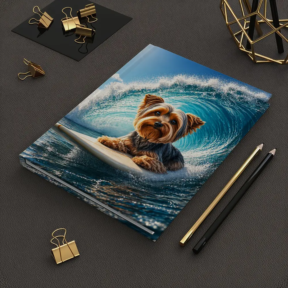Yorkshire Terrier Surfing Giant Ocean Wave – Notebooks