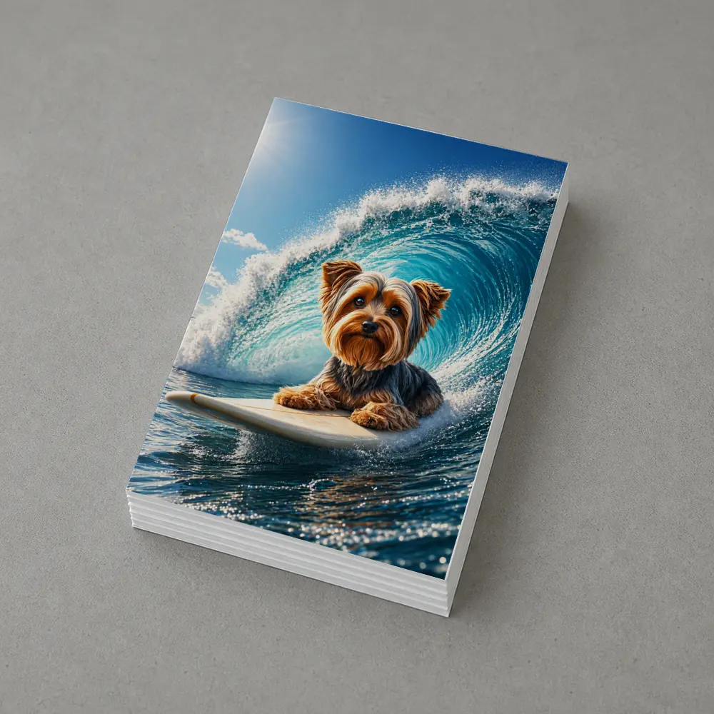 Yorkshire Terrier Surfing Giant Ocean Wave – Postcards