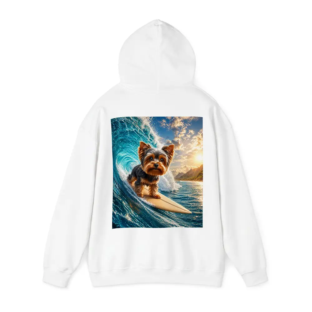 Yorkshire Terrier Surfing Giant Ocean Wave – Hoodies