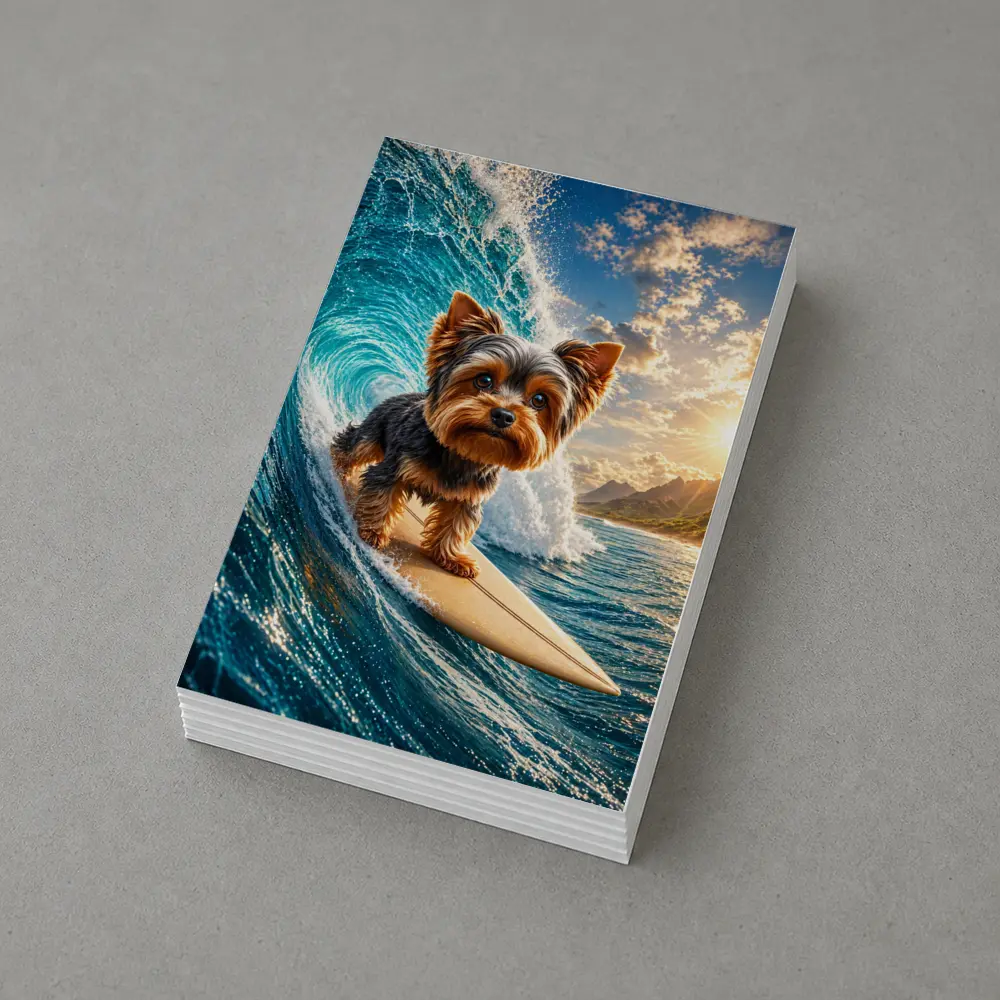 Yorkshire Terrier Surfing Giant Ocean Wave – Postcards