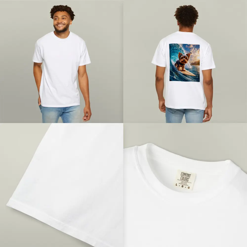 Yorkshire Terrier Surfing Giant Ocean Wave – T-Shirts