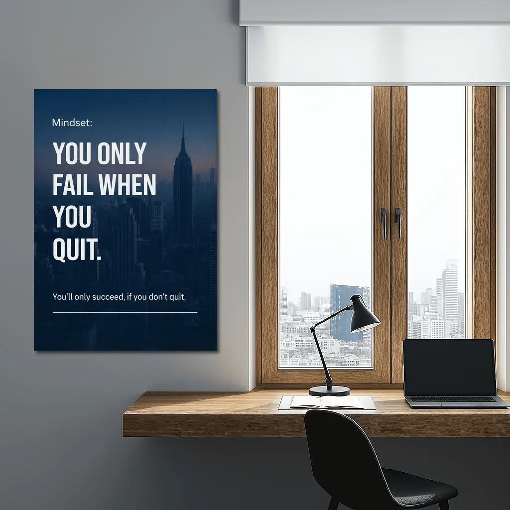 Mindset You Only Fail When You Quit – Wall Art
