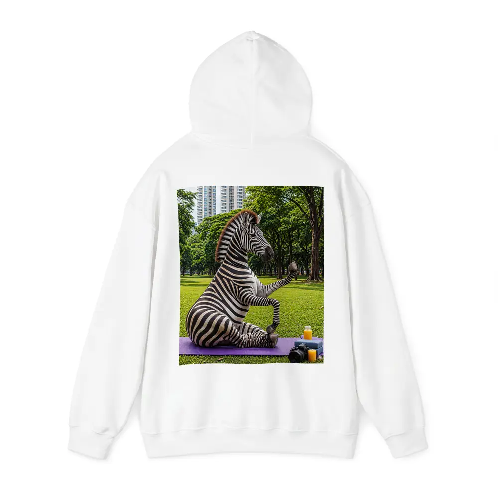 Zebra Doing Yoga in City Park – Hoodies