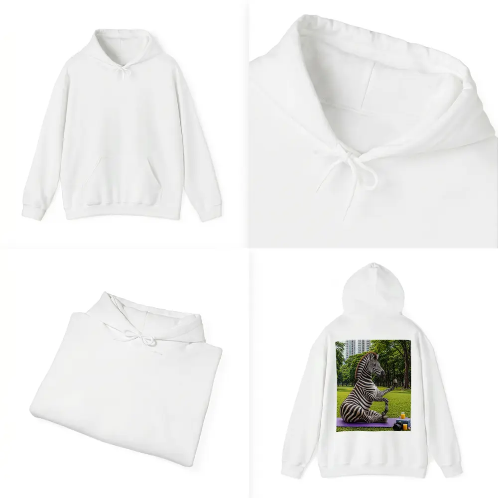 Zebra Doing Yoga in City Park – Hoodies