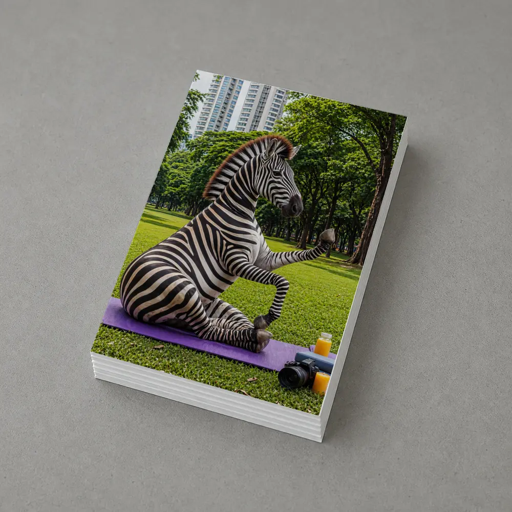 Zebra Doing Yoga in City Park – Postcards