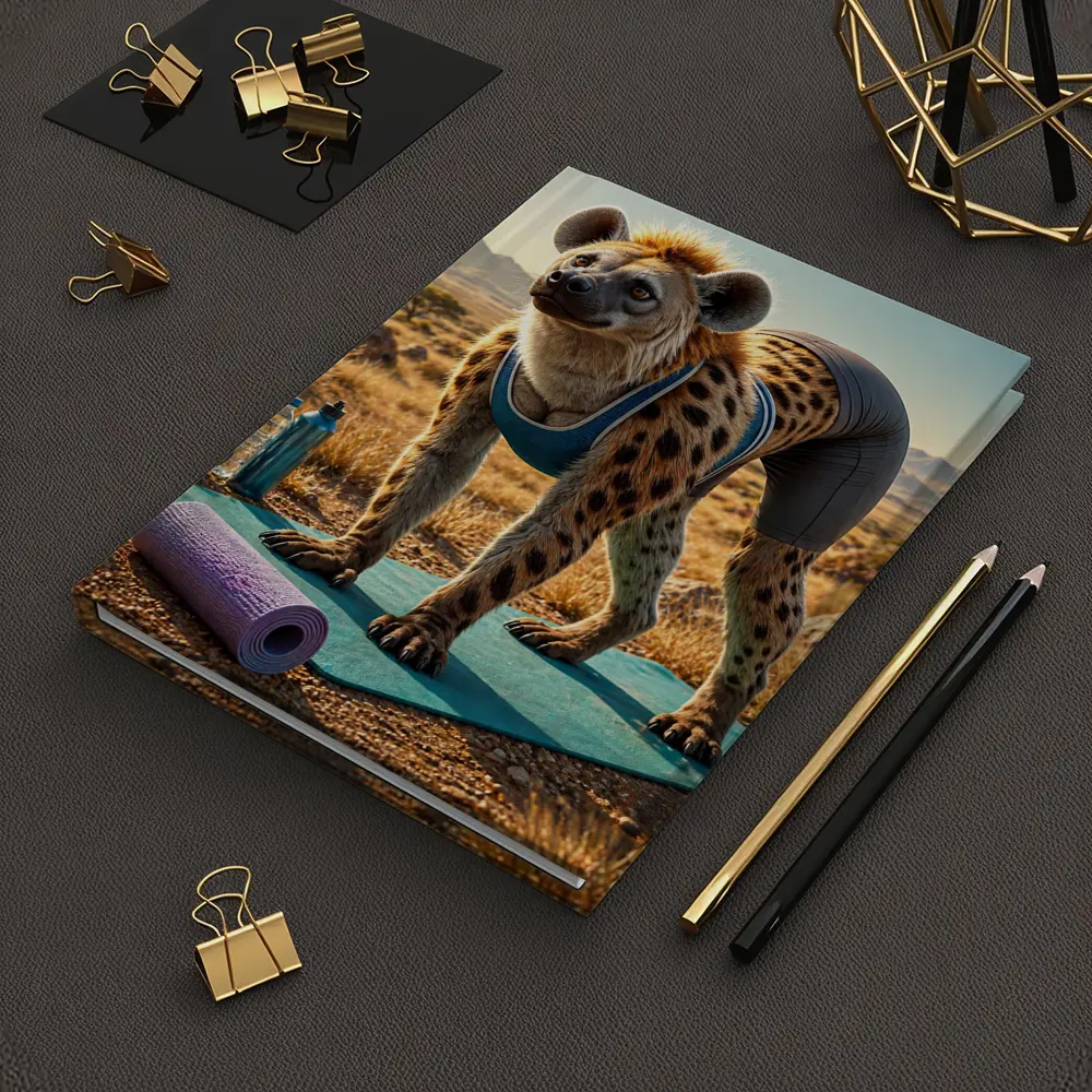 Hyena Doing Yoga on Safari Savanna – Notebooks