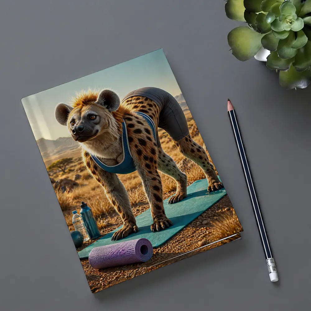 Hyena Doing Yoga on Safari Savanna – Notebooks