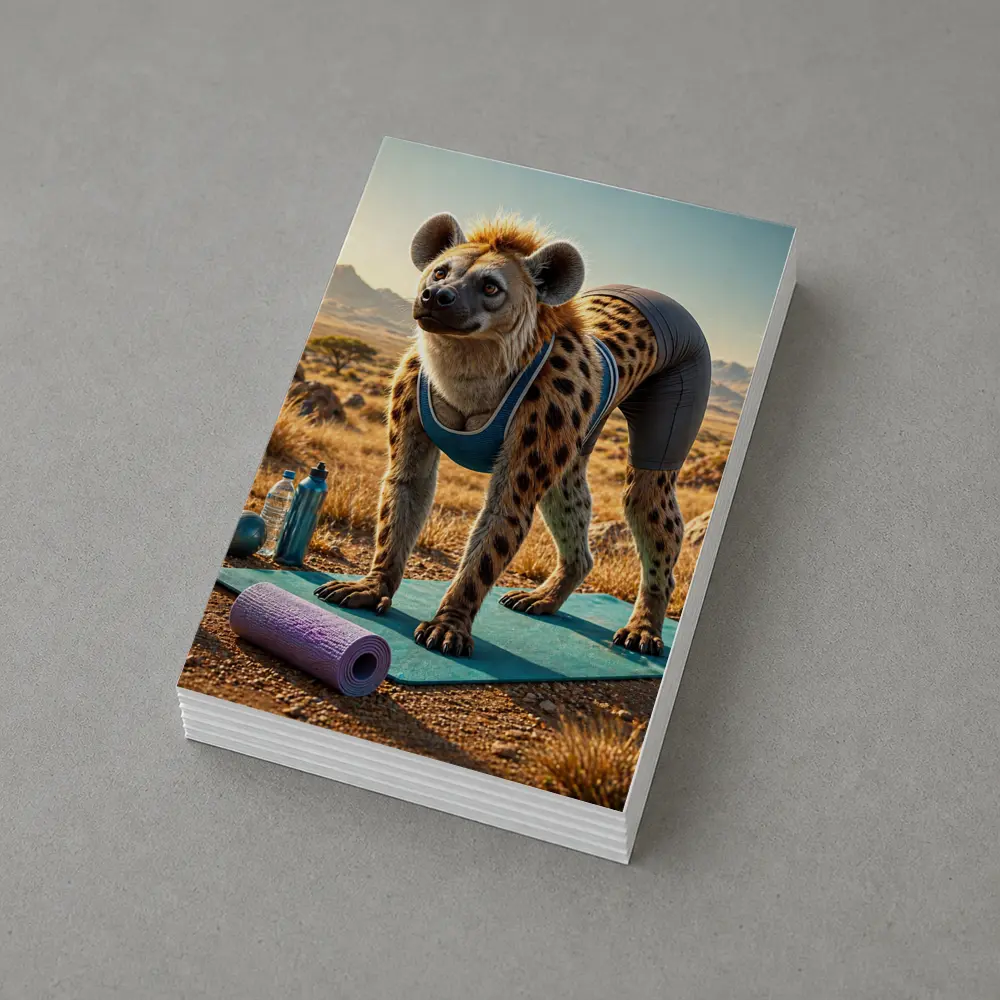 Hyena Doing Yoga on Safari Savanna – Postcards