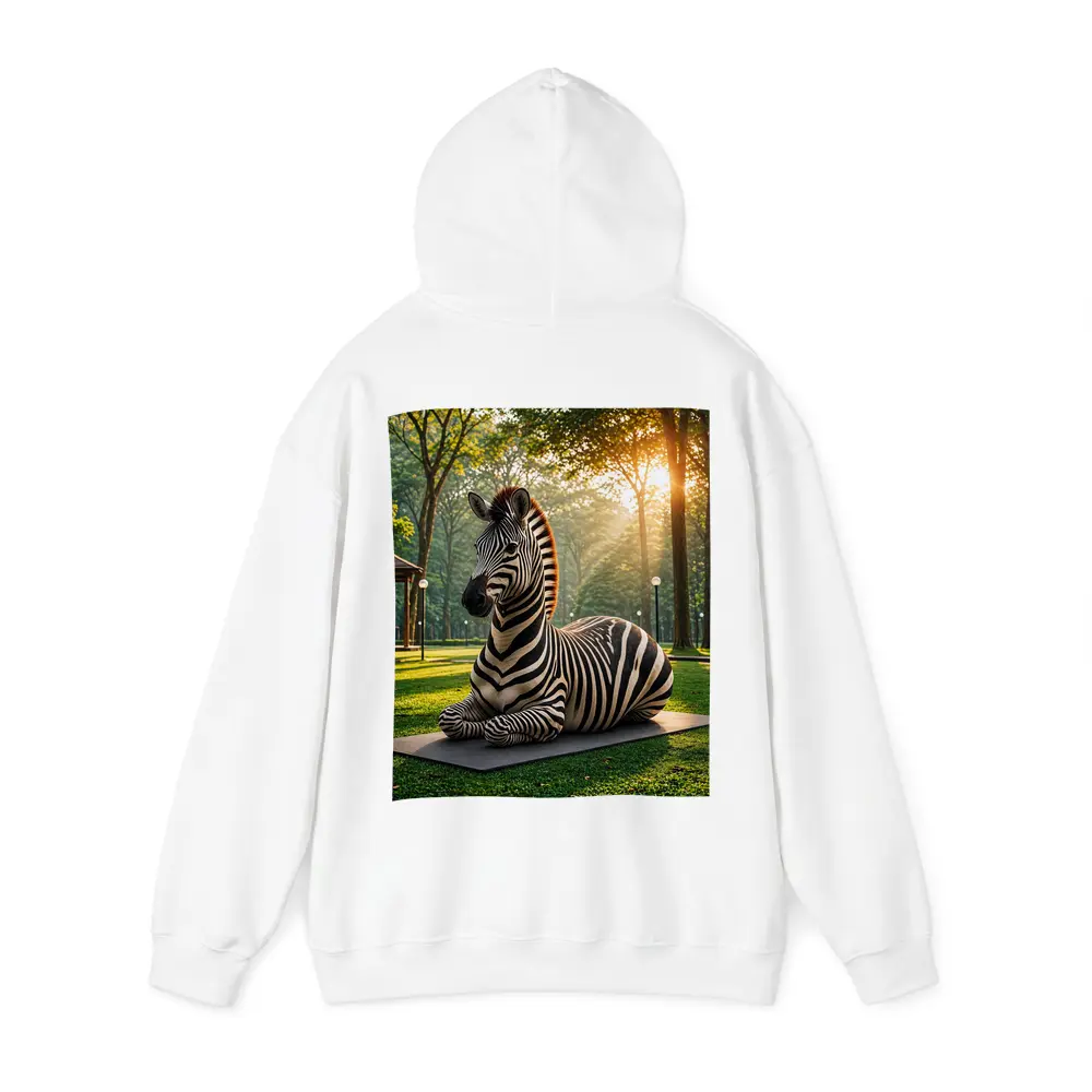 Zebra Resting on Mat in Sunny Park – Hoodies
