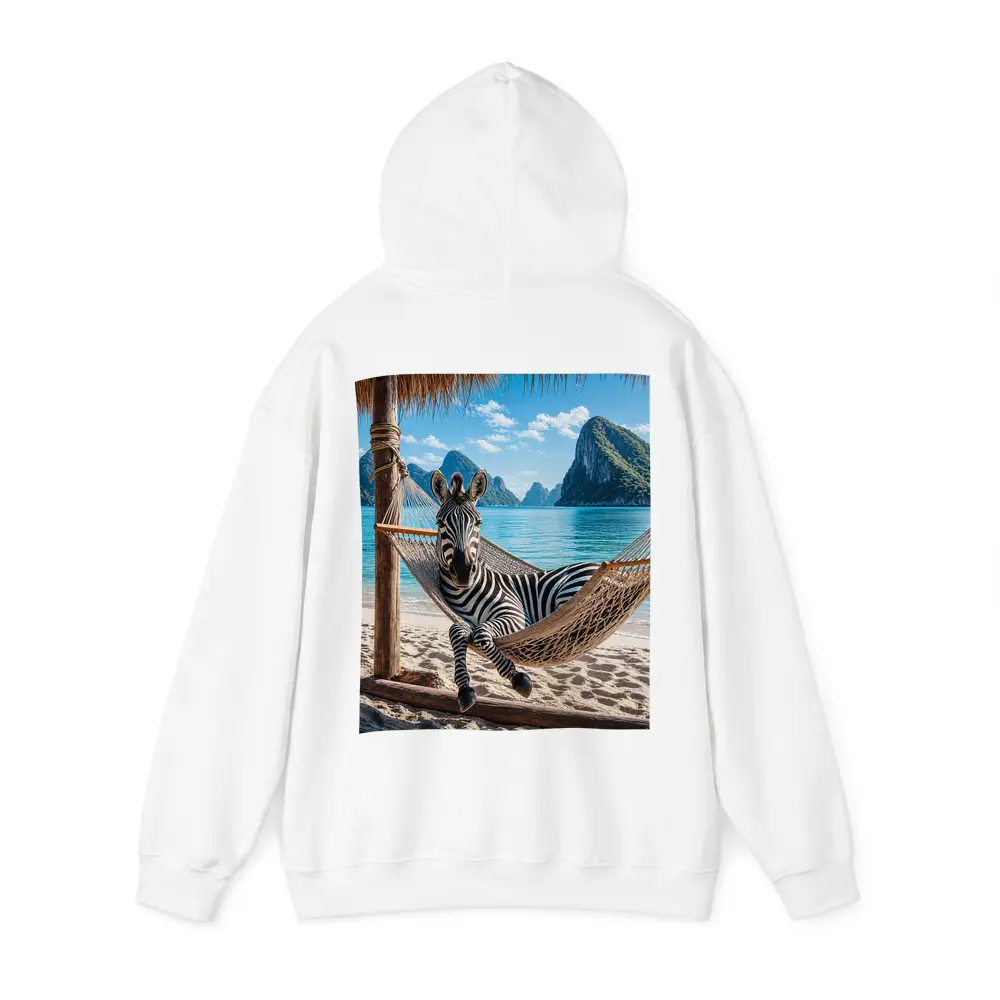 Zebra Relaxing in Hammock Beach Scene – Hoodies