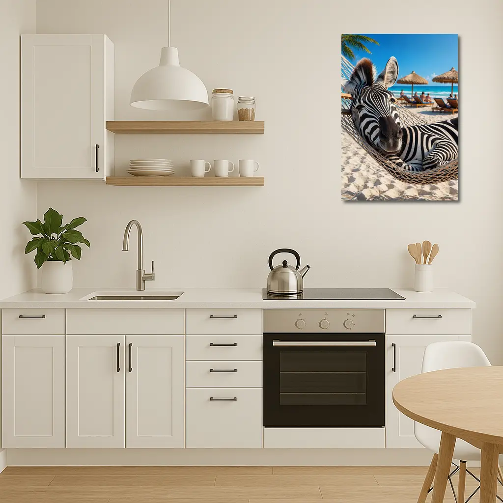 Zebra Relaxing in Hammock Tropical Beach – Wall Art