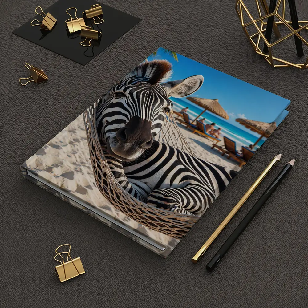 Zebra Relaxing in Hammock Tropical Beach – Notebooks